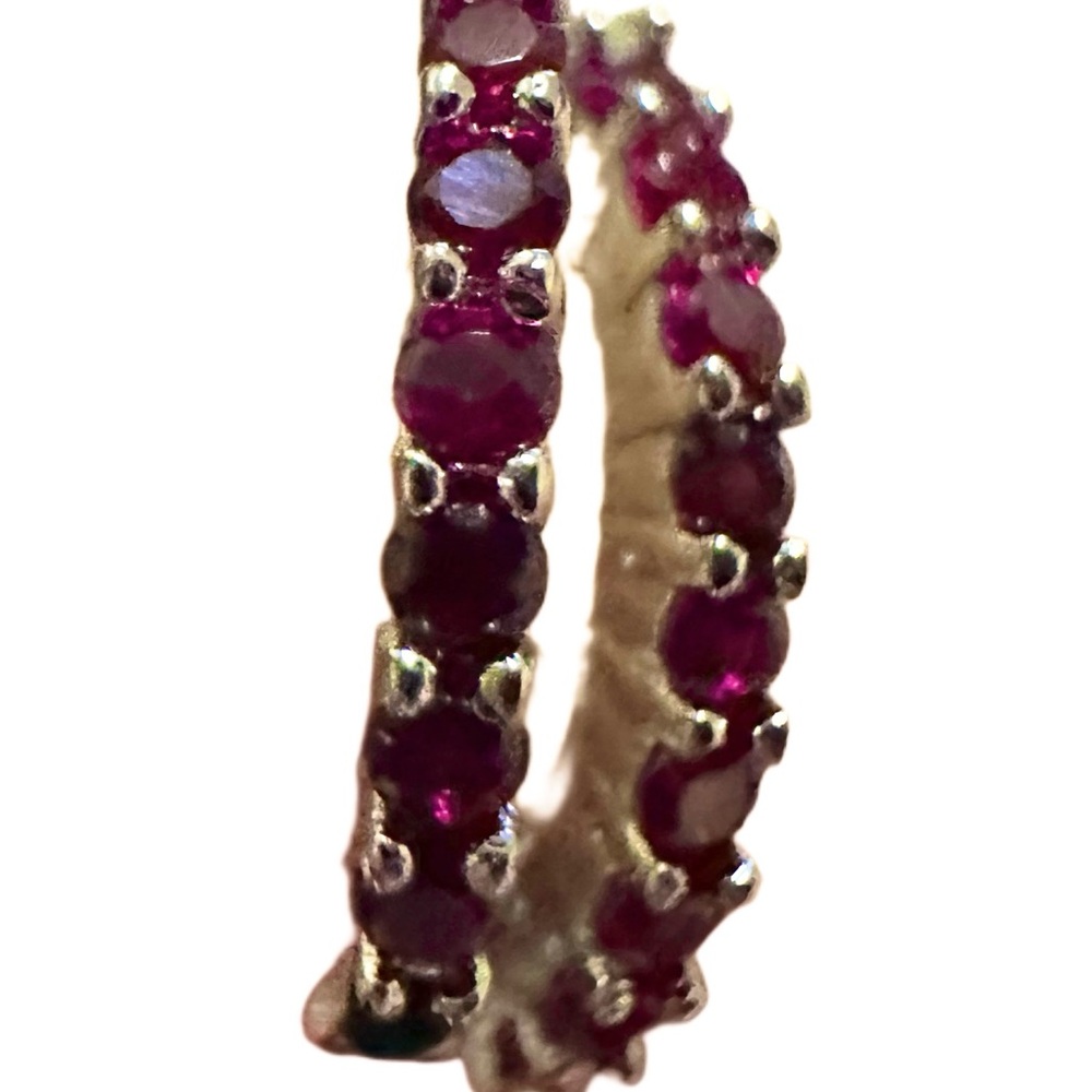 Moissanite Dark Pink earrings - Picture 3 of 3